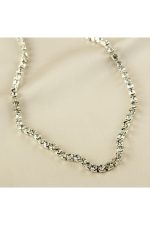 Şerit Taşlı Kolye-Gümüş Rengi