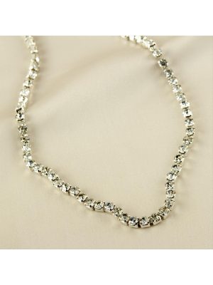 Şerit Taşlı Kolye-Gümüş Rengi