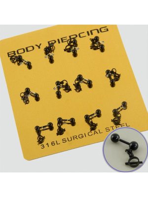 Siyah Renkli Sallantılı Çelik Piercing 1 Adet-Siyah