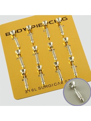 Vidalı Çelik Piercing 1 Adet-Gümüş Rengi