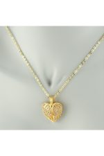 Kanat Açılır Kapanır Zirkon Taşlı Trend Kolye-Sarı