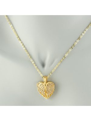 Kanat Açılır Kapanır Zirkon Taşlı Trend Kolye-Sarı