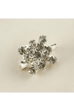 Kare Figürlü Taşlı Broş-Gümüş Rengi