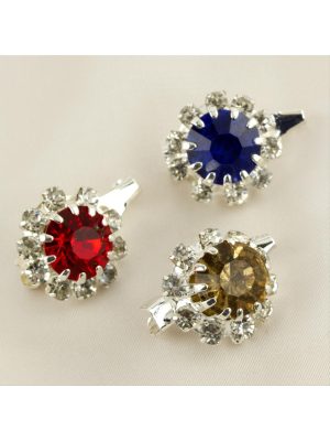 Oval Taşlı Broş-Renkli