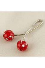 Ay Yıldız Figürlü Yuvarlak Klipsi Firkete-Kırmızı - Görsel 2