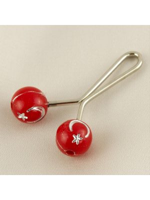 Ay Yıldız Figürlü Yuvarlak Klipsi Firkete-Kırmızı