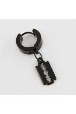 Jilet Figürlü Çelik Erkek Küpe 1 Adet-Siyah - Görsel 2