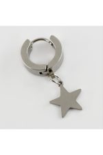 Yıldız Figürlü Çelik Erkek Küpe 1 Adet-Siyah