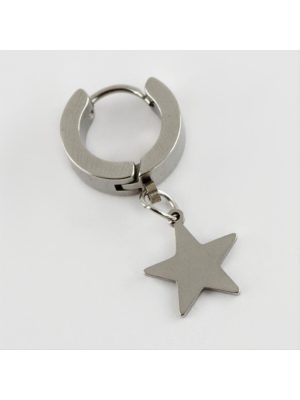 Yıldız Figürlü Çelik Erkek Küpe 1 Adet-Siyah