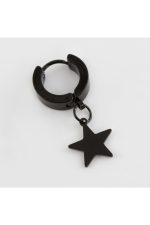 Yıldız Figürlü Çelik Erkek Küpe 1 Adet-Siyah - Görsel 2