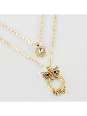 Baykuş Figürlü Yeni Sezon İkili Kolye-Sarı