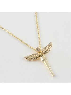 Kanat Figürlü Zirkon Taşlı Trend Kolye-Gümüş Rengi