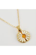 Papatya Figürlü Lüx Kolye-Sarı - Görsel 3