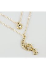 Ay Yıldız Figürlü Yeni Sezon İkili Kolye-Sarı