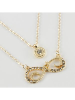 Aşk Yazılı Sonsuzluk Figürlü Yeni Sezon İkili Kolye-Sarı