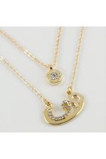 Vav Figürlü Yeni Sezon İkili Kolye-Sarı