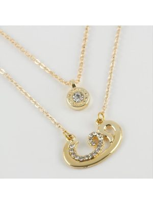 Vav Figürlü Yeni Sezon İkili Kolye-Sarı