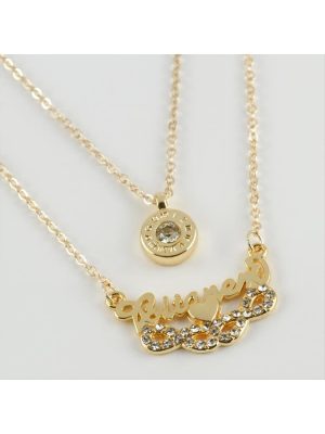 Sonsuzluk Figürlü Yeni Sezon İkili Kolye-Sarı