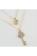 Anahtar Figürlü Yeni Sezon İkili Kolye-Sarı