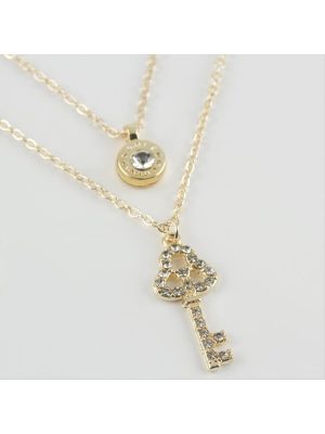 Anahtar Figürlü Yeni Sezon İkili Kolye-Sarı