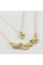 Vav Figürlü Yeni Sezon İkili Kolye-Sarı