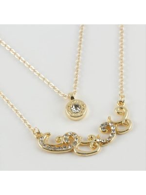 Vav Figürlü Yeni Sezon İkili Kolye-Sarı