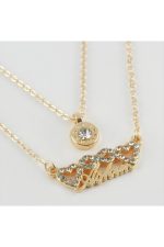 Aşkım Yazılı Kalp Figürlü Yeni Sezon İkili Kolye-Sarı