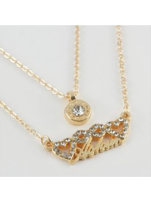 Aşkım Yazılı Kalp Figürlü Yeni Sezon İkili Kolye-Sarı