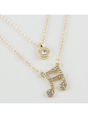 Nota Figürlü Yeni Sezon İkili Kolye-Sarı