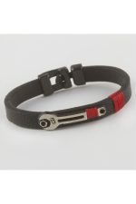 Anahtar Figürlü Kaliteli Suni Deri Bileklik-Siyah