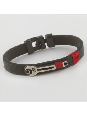 Anahtar Figürlü Kaliteli Suni Deri Bileklik-Siyah