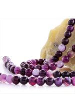 8 mm Damarlı Akik Taşı-Mor - Görsel 2