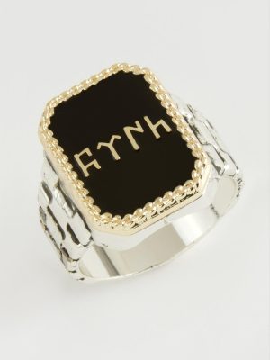 Göktürk Metal Erkek Yüzük-Siyah