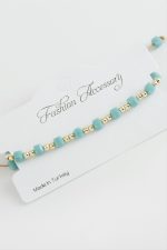 Küp Top Metal Kristal Bileklik-Turkuaz