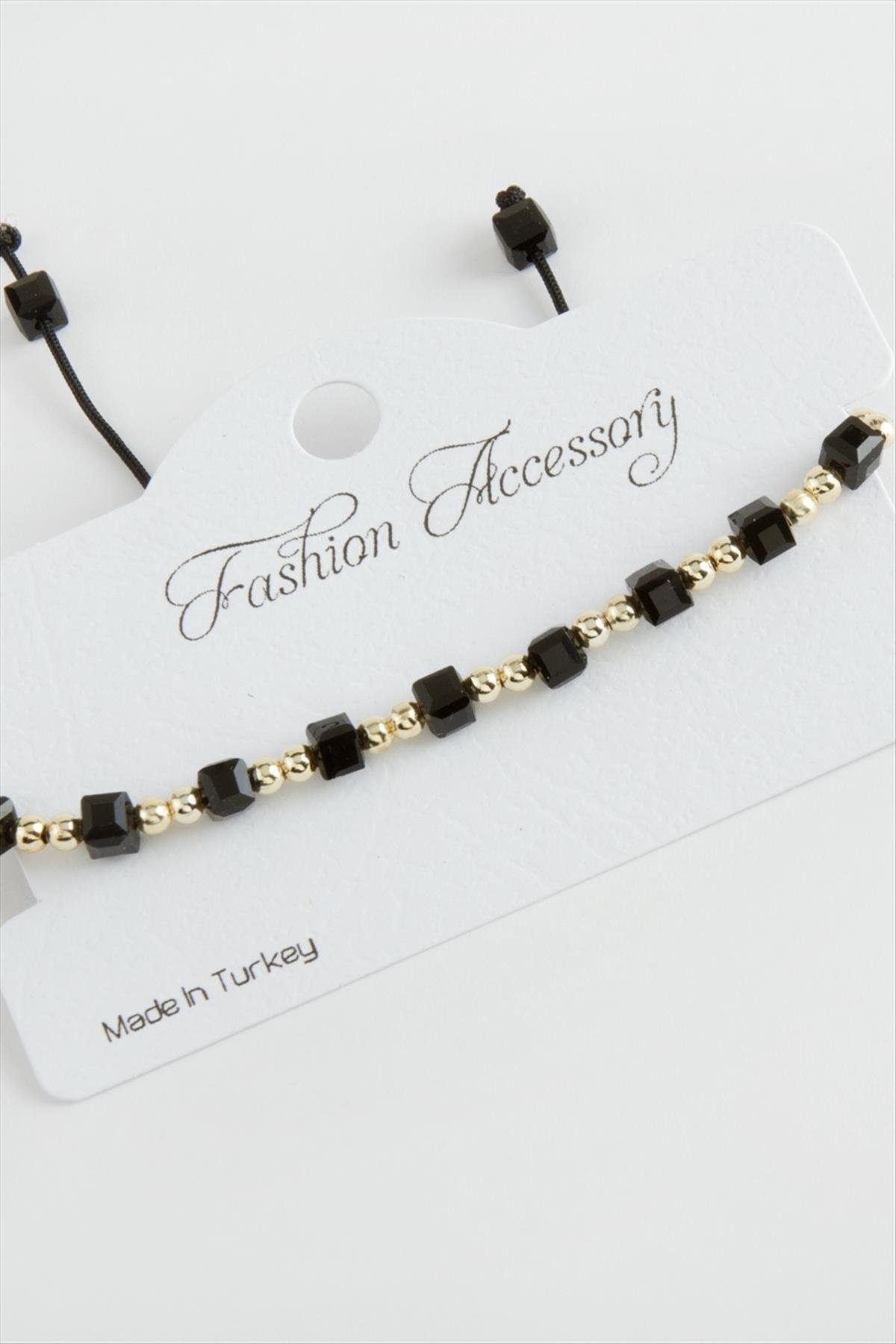 1203204_Kup-Top-Metal-Kristal-Bileklik-437c.jpg Küp Top Metal Kristal Bileklik-Siyah - Görsel 1