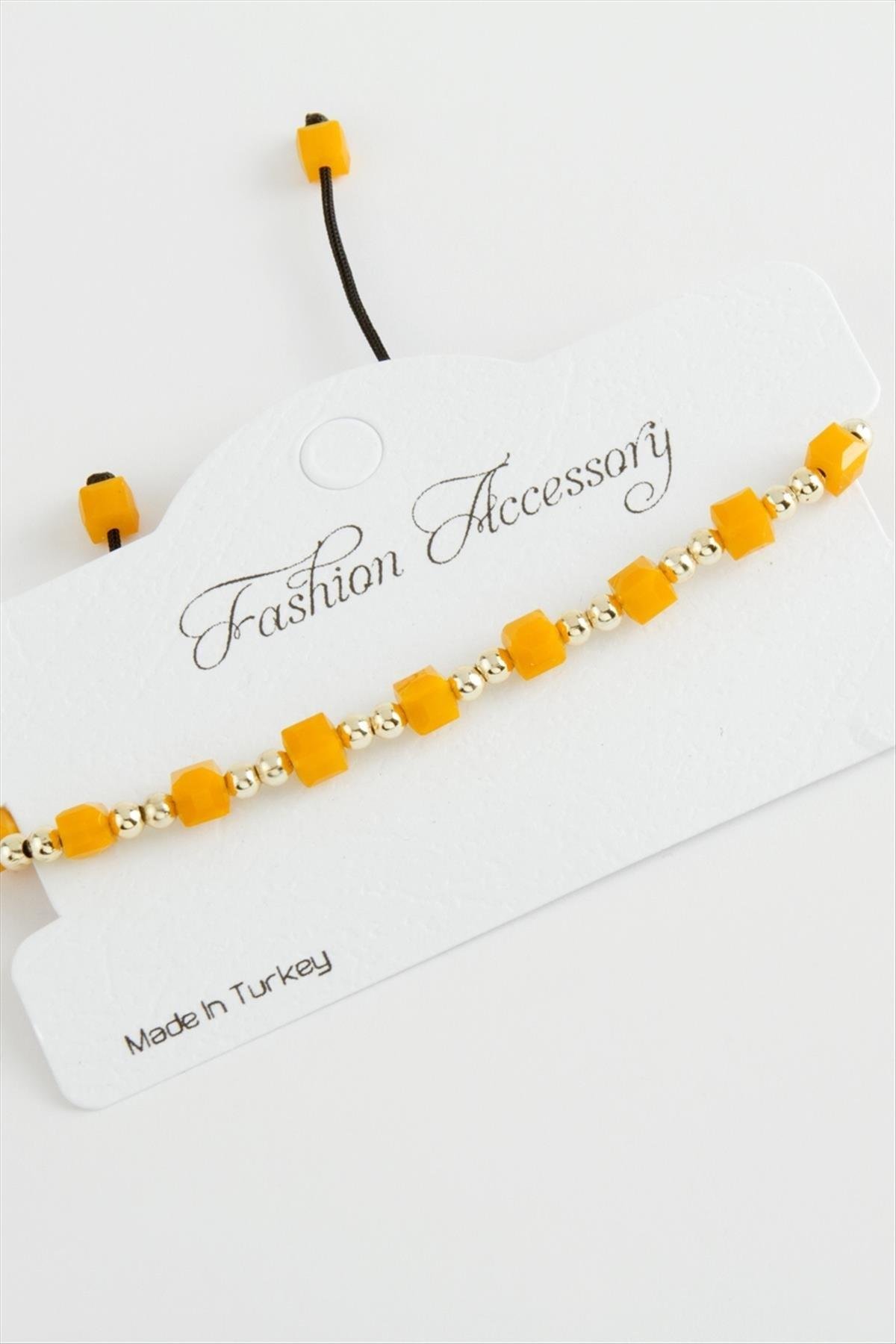 1203207_Kup-Top-Metal-Kristal-Bileklik-3473.jpg Küp Top Metal Kristal Bileklik-Sarı - Görsel 1