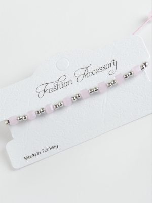 Küp Top Metal Kristal Bileklik-Açık Pembe