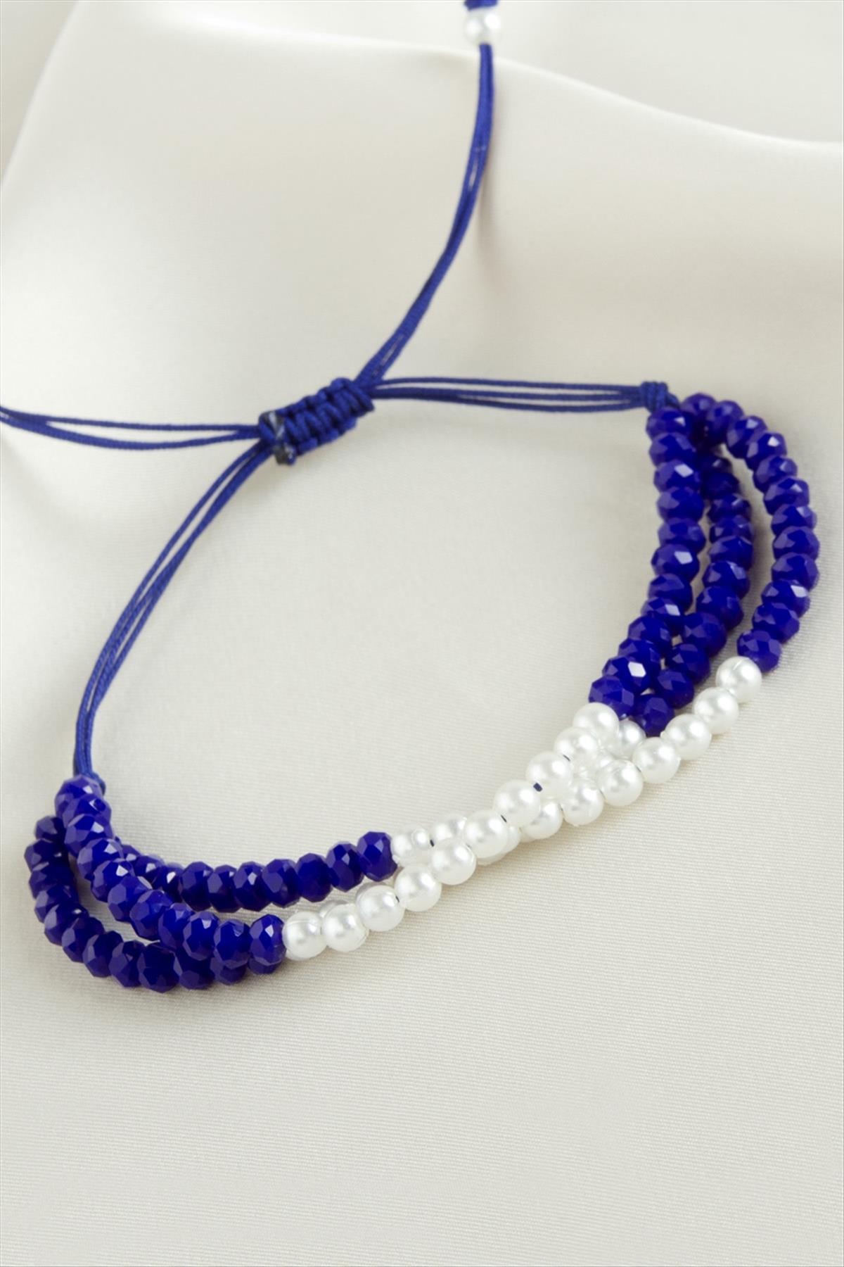 1203216_Incili-Uclu-Kristal-Bileklik-a1af.jpg İncili Üçlü Kristal Bileklik-Mavi - Görsel 1