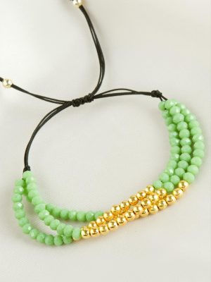 Top Metal Üçlü Kristal Bileklik-Su Yeşili