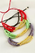 Top Metal Üçlü Kristal Bileklik-Kırmızı - Görsel 2