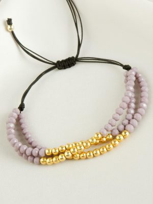 Top Metal Üçlü Kristal Bileklik-Açık Mor