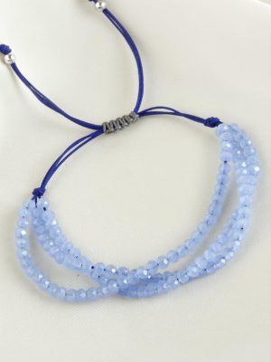 Üçlü Kristal Bileklik-Açık Mavi