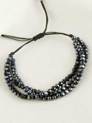 Üçlü Kristal Bileklik-Antrasit