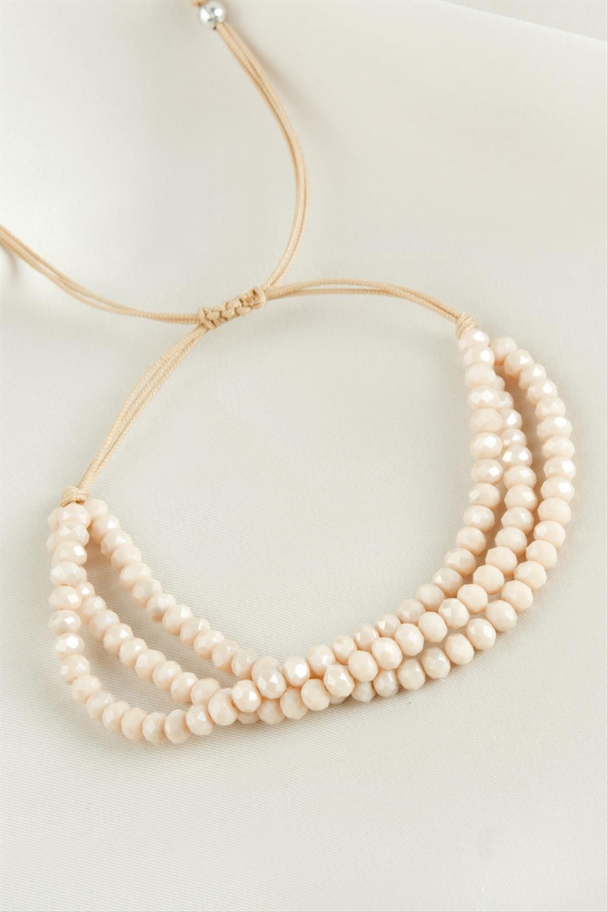 1203230_Uclu-Kristal-Bileklik-37fc.jpg Üçlü Kristal Bileklik-Sütlü Kahve - Görsel 1