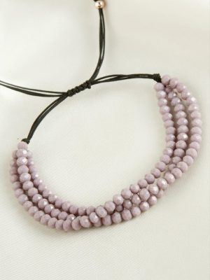 Üçlü Kristal Bileklik-Lila