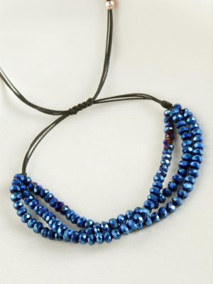 Üçlü Kristal Bileklik-Lacivert