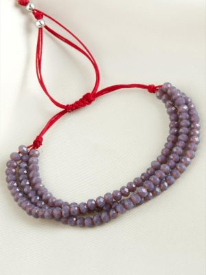 Üçlü Kristal Bileklik-Açık Mor