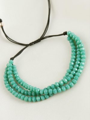 Üçlü Kristal Bileklik-Yeşil