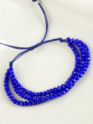 Üçlü Kristal Bileklik-Mavi