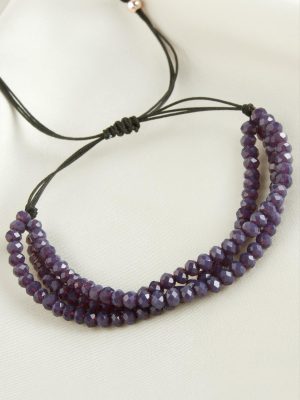 Üçlü Kristal Bileklik-Mor